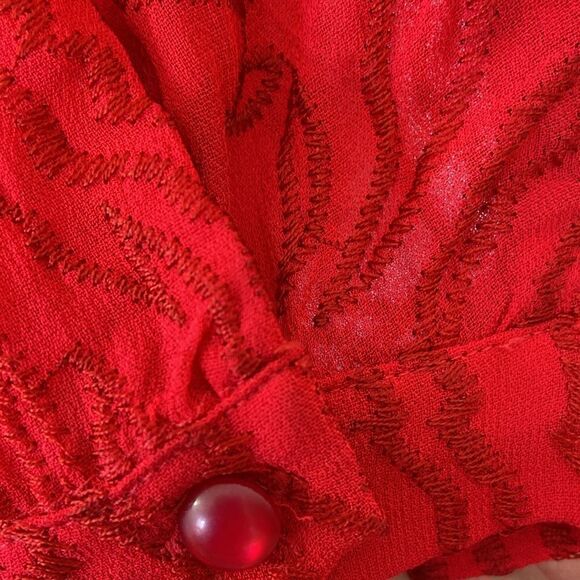 All Saints Dress “Rosi Ani” Red Free Flowing Long Sleeve Nwot Sz 2 Eur 6 - Picture 7 of 8